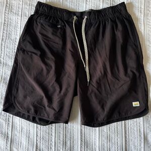 Vuori Men's Black Athletic Shorts with White Drawstring